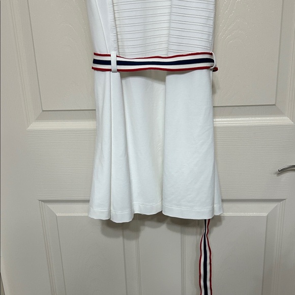 Tail White Mini Dress Tennis Apparel with Red and Blue Trim and Adjustable Belt - Picture 7 of 8